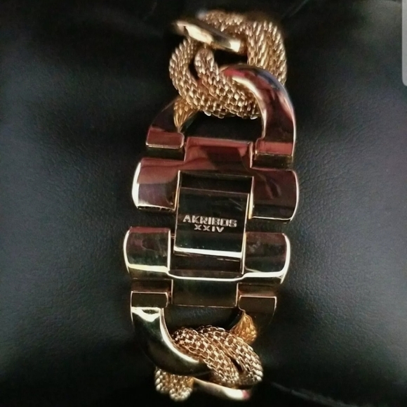 AKRIBOS XXIV Gold Chain Bracelet Watch w/Bling⌚️